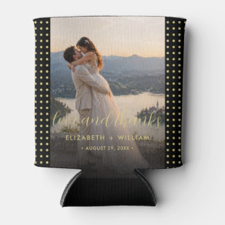 Gold & Schwarz Punkte personalisierte Hochzeit Dosenkühler