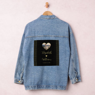 Gold & Schwarz Punkte personalisierte Hochzeit Jeansjacke