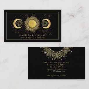 Gold Schwarz Sonne Mond Yoga-Lehrer Visitenkarte
