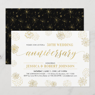 Gold & Schwarz   Stilvolle 50. Hochzeitstag-Einlad Einladung