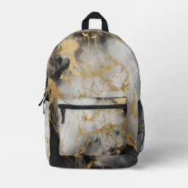 Gold-, Schwarz- und Weißmarmor | Bedruckter Rucksack