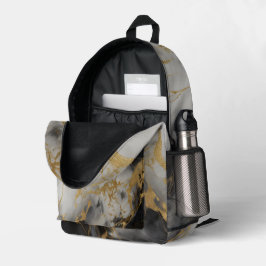 Gold-, Schwarz- und Weißmarmor | Bedruckter Rucksack