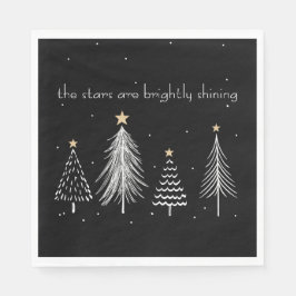 Gold, Schwarz, Weiß Moderne Weihnachtsbaumstars Serviette