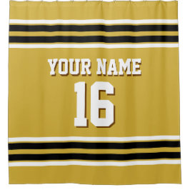 Gold Schwarz-weiß Stripes Sports Jersey Duschvorhang