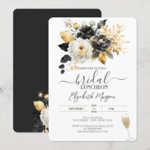 Gold Schwarz-weiße Blume Bridal Luncheon