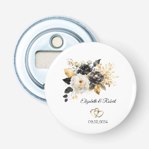 Gold Schwarz Weiße Blumen Hochzeitsflaschenöffner Flaschenöffner
