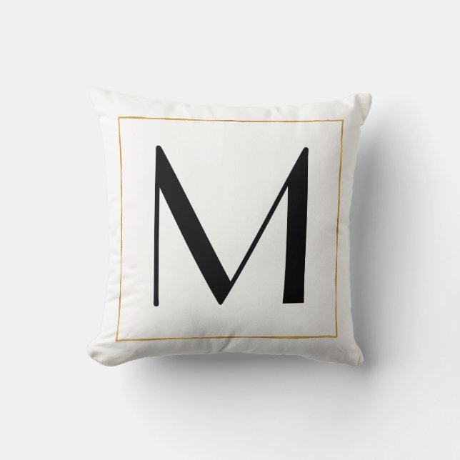Gold Schwarz-weißer Personalisierter Monogramm-Let Kissen (Vorderseite)