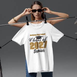 Gold Schwarze Abschlussklasse 2027 Custom Oberstuf T-Shirt