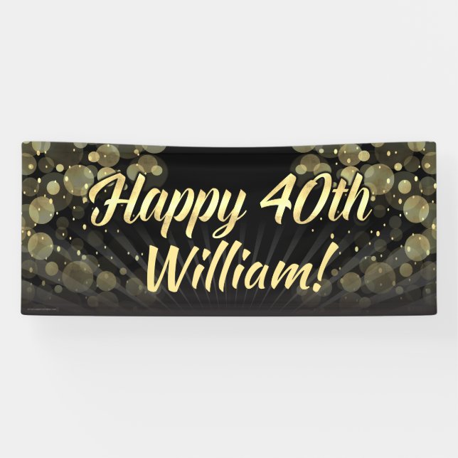 Gold/schwarze Bokeh 40. Banner (Horizontal)