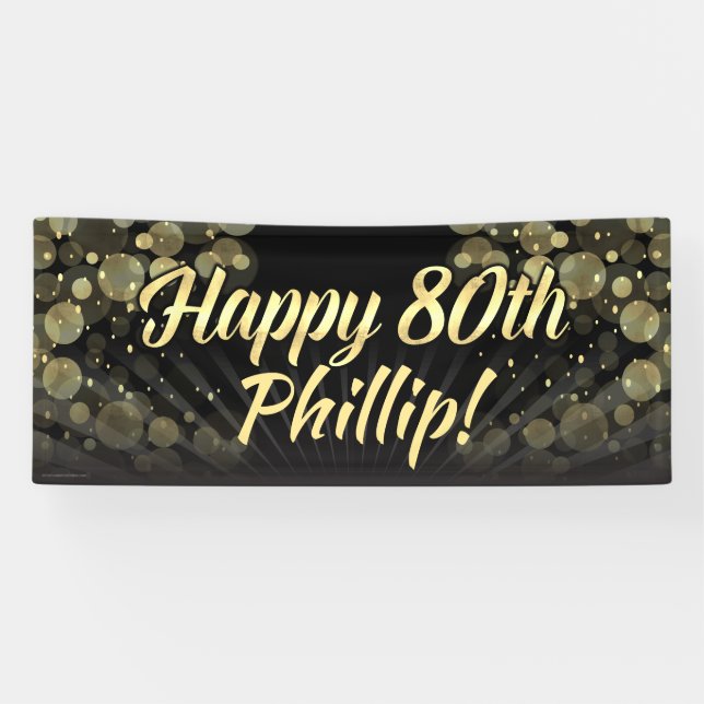 Gold/schwarze Bokeh 80. Banner (Horizontal)