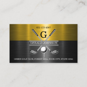 Gold-Schwarze elegante Golf-Monogramm-Geschäftskar Visitenkarte