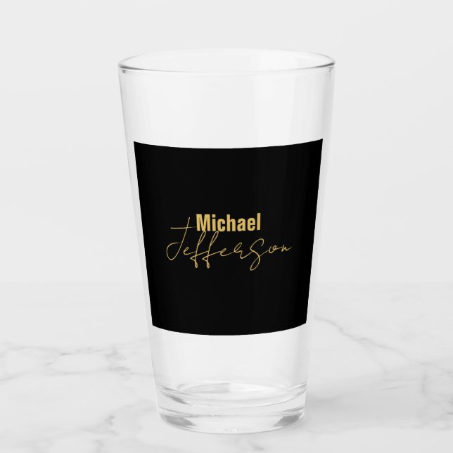 Gold schwarze Farbe elegant moderne minimalistisch Glas (Vorderseite)