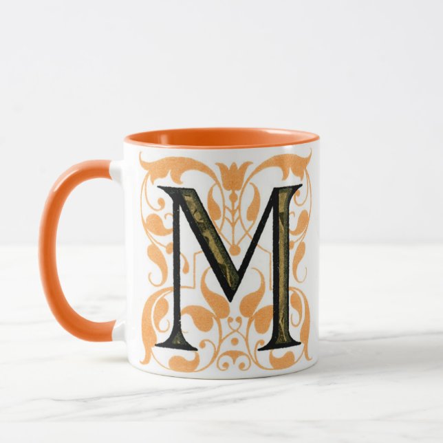 Gold & Schwarze Flora "M" - Tasse (Links)