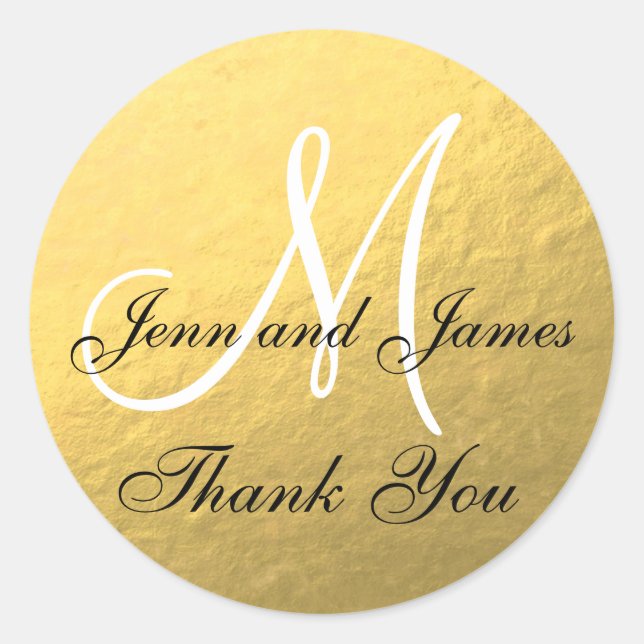 Gold Schwarze Gastgeschenk Hochzeit Sticker (Vorderseite)