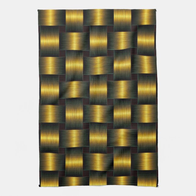 Gold Schwarze Küche Handtuch Golden Lattice (Vertikal)