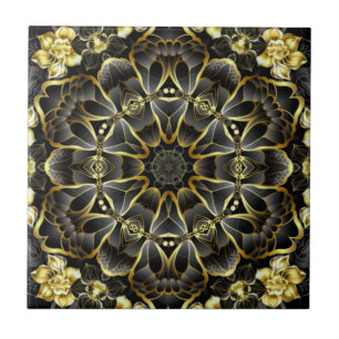 Gold/Schwarze Küchenrückwand ~ Toskanische Farben Fliese