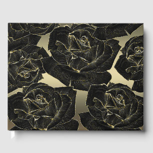 Gold & Schwarze Rose Glam Elegante Klassische Schi Gästebuch