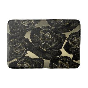 Gold & Schwarze Rose Glamour Elegant Klassisch Chi Badematte