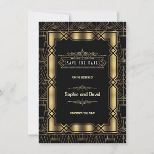 Gold Schwarzes Art Deco Gatsby 1920er Jahre Save t The Date
