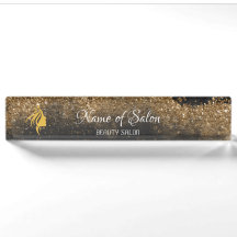 Gold-schwarzes Tisch-Tent-Schild Schreibtisch Name