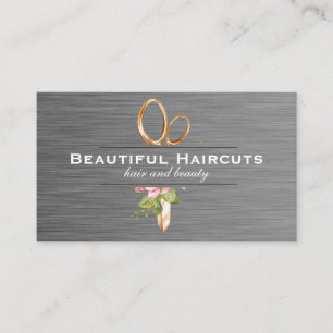 Gold Scissors-Blume Hair Stylist Visitenkarte