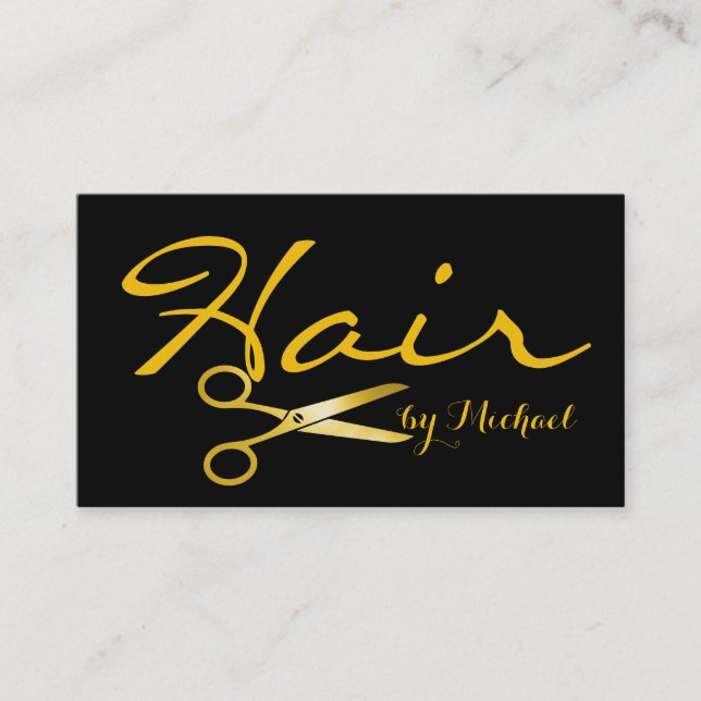 Gold Scissors Hair Stylist #2 Visitenkarte (Vorderseite)