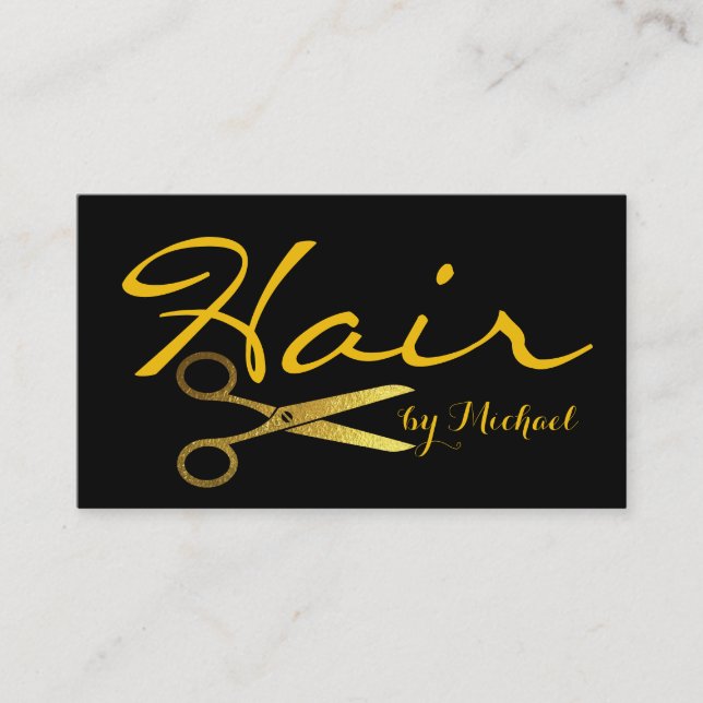 Gold Scissors Hair Stylist #3 Visitenkarte (Vorderseite)