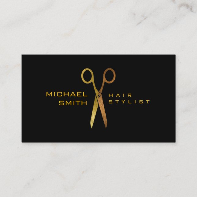 Gold Scissors Hair Stylist Ernennung #7 Terminkarte (Vorderseite)