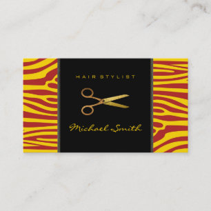 Gold Scissors Hair Stylist Modern Zebra Skin #49 Visitenkarte
