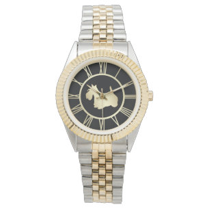 Gold Scottie Dog Armbanduhr