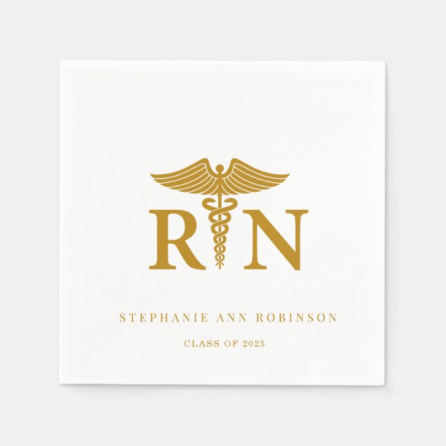 Gold Script 2025: Nurse Graduation Party Serviette (Vorderseite)