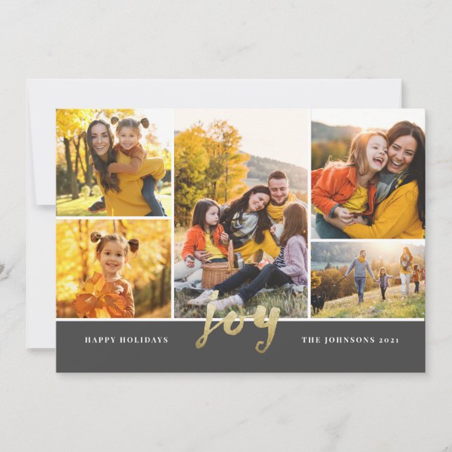 Gold Script 6 Photo Joyeux Noël Carte (Devant)