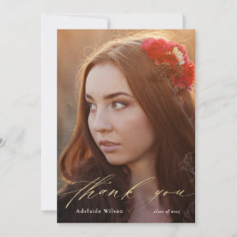 Gold Script Abschluss Vielen Dank für Ihr Foto Dankeskarte