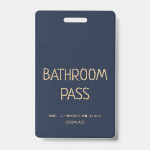 Gold Script Blue Back to School Bad Hall Pass Ausweis