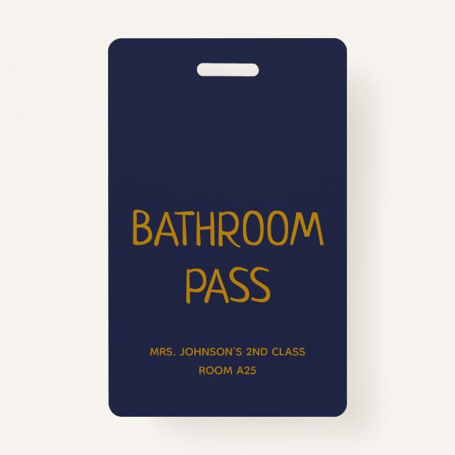 Gold Script Blue Back to School Bad Hall Pass Ausweis (Vorderseite)