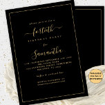 Gold Script Border 40. Geburtstag Party Black Einladung<br><div class="desc">Elegante Gold Script Border 40. Geburtstag Party Black. Verfügbar in digitaler Form oder gedruckt. Modernstes, minimalistisches Textdesign für Ihren 40. klassischen Golden auf Schwarz, das vollständig anpassbar ist, mit einem Single-Linienrand. Ändern Sie die Wörter nach Bedarf und Sie können auch Text- und Hintergrundfarben sowie viele andere, wenn Sie möchten, über...</div>