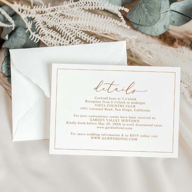 Gold Script Budget Wedding Details Karten (Von Creator hochgeladen)