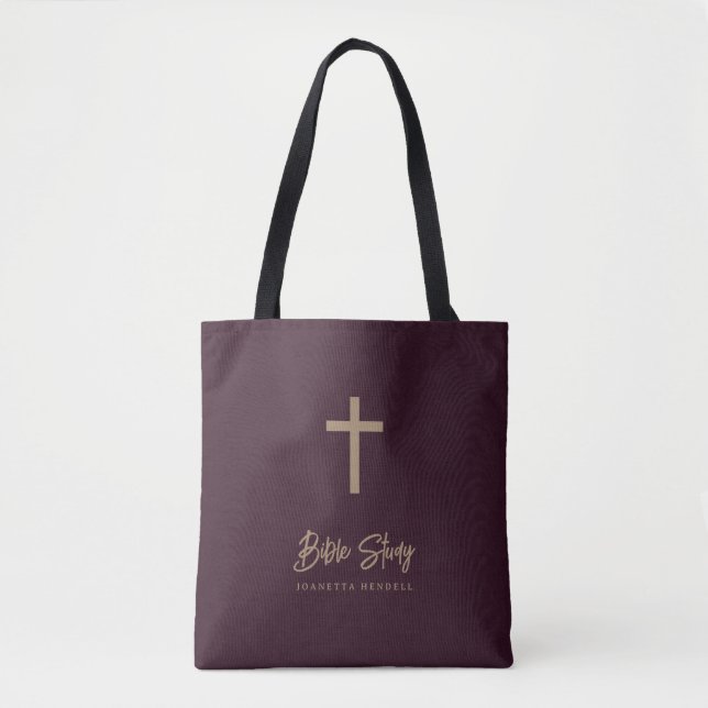 Gold Script Bugundy Leather Look Bible Study Tasche (Vorderseite)