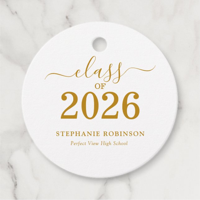 Gold Script Class of 2026 Modern  Geschenkanhänger (Vorderseite)