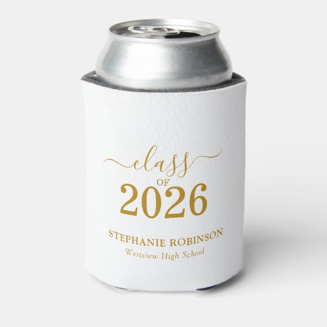 Gold Script Class of 2026 Modern Graduation Party Dosenkühler (Kanne Rückseite)