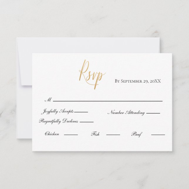 Gold Script Formal Elegante Wedding RSVP Card (Vorderseite)