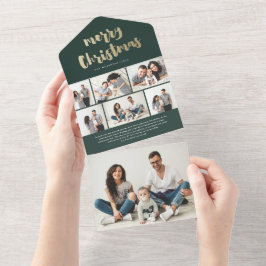 Gold Script Frohe Weihnachten Foto Urlaub All In One Einladung