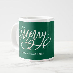 Gold Script Funkelnd Merry Holiday Foto Geschenk Jumbo-Tasse