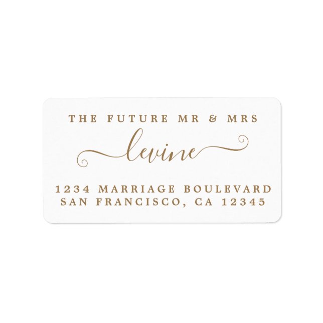 Gold Script Future Mr. Wedding Rücksendeadresse Adressaufkleber (Vorne)
