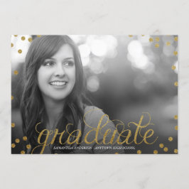 Gold Script Glitzer Look Foto Abschluss Einladung