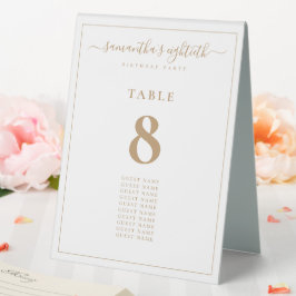 Gold Script Guest Names Birthday Tischnummer Tischaufsteller