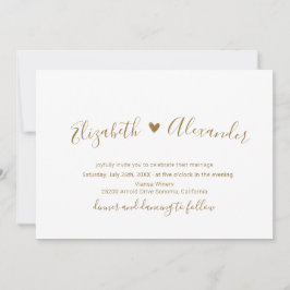 Gold Script Heart All in One QR Code Wedding Einladung