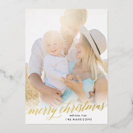 Gold Script Joyeux Noël Foil Carte de vacances