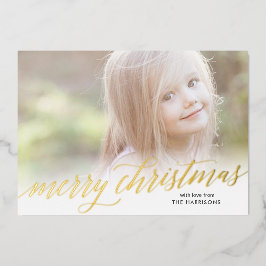 Gold Script Joyeux Noël Foil Carte de vacances