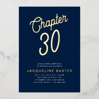 Gold Script Kapitel 30 Blue 30. Geburtstag Party Folieneinladung